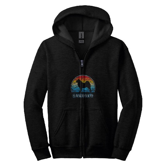 Dog Samoyed vintages Design Dog Zip Hoodies