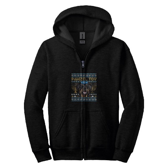 Dog Rottweiler Pawzel Tov Jewish Rottweiler Dog Funny Hanukkah Zip Hoodies