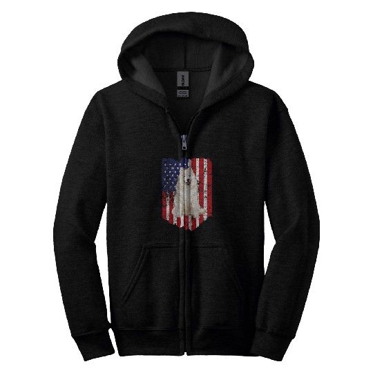 Dog Samoyed American Flag Samoyed 4th Of July USA Zip Hoodies