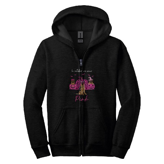 GSD In October We Wear Pink Halloween Dog German Shepherd Dog Dog Zip Hoodies