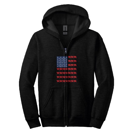 Dog Samoyed American Flag 4th Of July Zip Hoodies