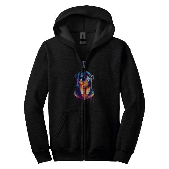 Dog Rottweiler Lover Rottie Portrait 2 Zip Hoodies