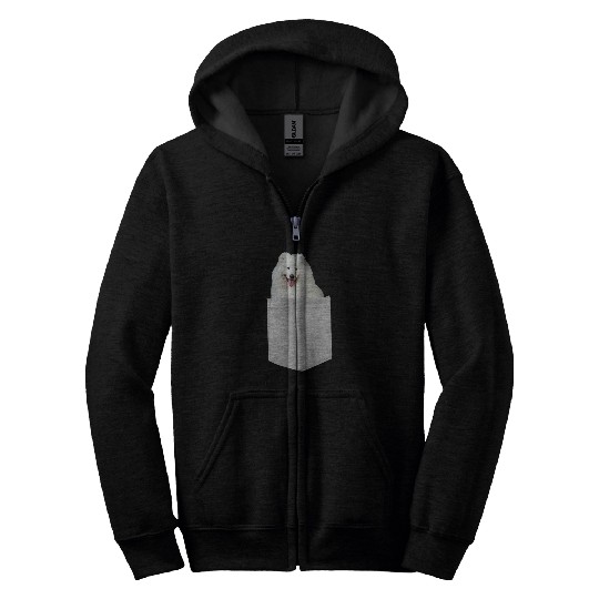 Dog Samoyed in Your Pocket Samoyed Zip Hoodies