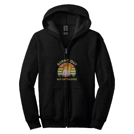 Burnt Out But Optimistic Retro vintages Sunset Marshmallow Zip Hoodies