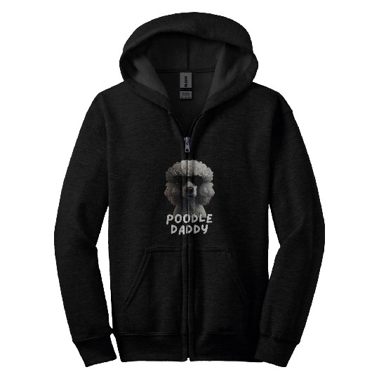 Cool Poodle with Sunglasses Portrait Dad Dad Poodle Daddy Zip Hoodies
