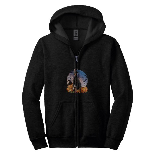 Dog Doberman Halloween Dobermann Jack O Lantern Pumpkin Moon 45 Zip Hoodies