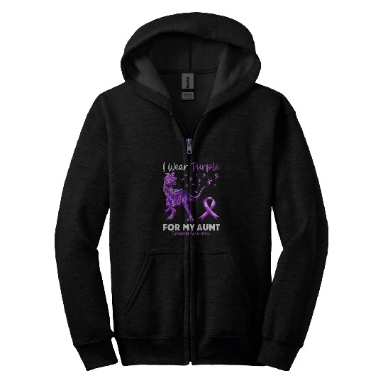 I Wear Purple For My Aunt Epilepsy Awareness Dinosaur Zip Hoodies