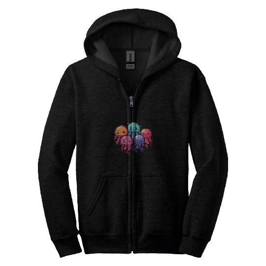 Cute Jellyfish Ocean Lovers Sea Creature Graphic Art 1 Zip Hoodies