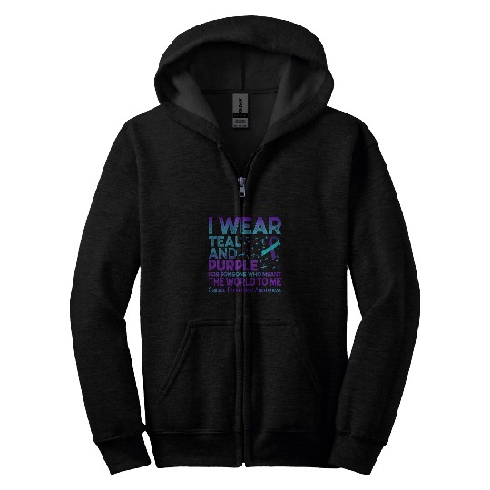 I Wear Teal And Purple Ribbon suicides Prevention Awareness Zip Hoodies