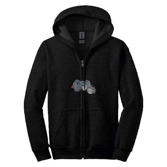 Elephant Sports Team Mascot Baseball or Softball Ball Zip Hoodies