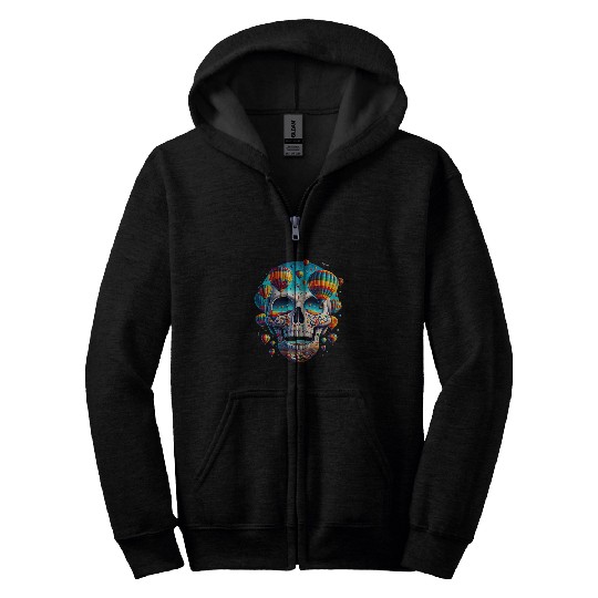 Soaring Spirit Skull Balloon Flight Joy Balloon Albuquerque Zip Hoodies