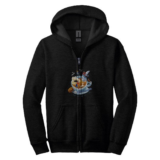 Coffee cookie and morning routine Stylized design Zip Hoodies
