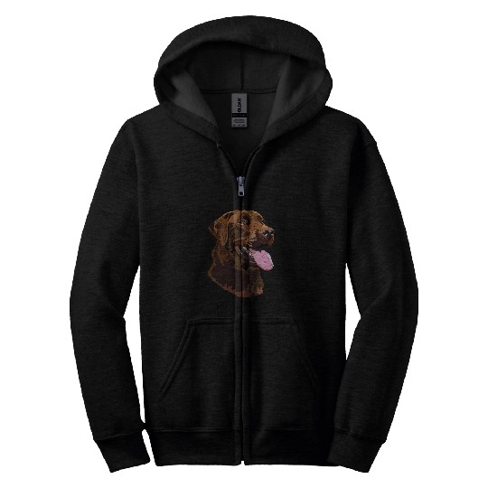 Happy Brown Labrador Retriever Chocolate Lab Mom Dog Dad Zip Hoodies