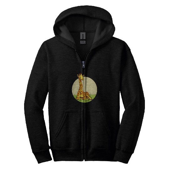 Giraffe Art Gift Zip Hoodies