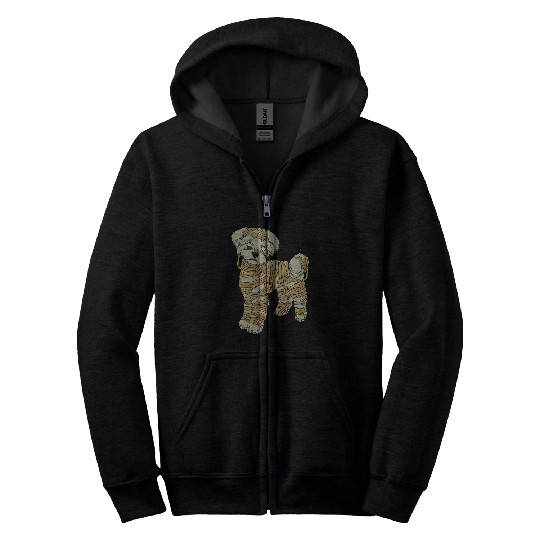Dog Maltese Mummy Halloween Costume Dog Lovers Zip Hoodies