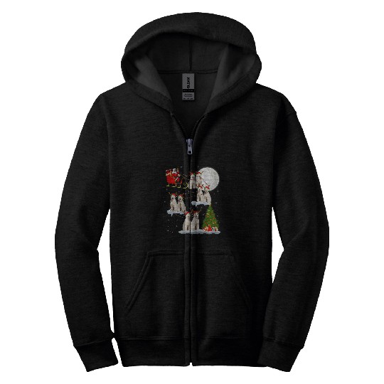 Funny xmass Lighting Tree Santa Riding Labradoodle Christmas Zip Hoodies