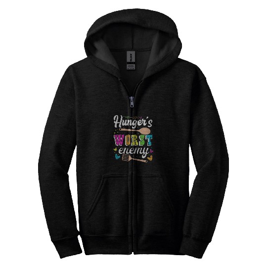 Hungers Worst Enemy Lunch Lady Ladies Cafeteria Worker 4 Zip Hoodies