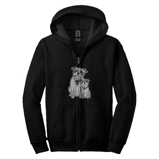 Father and Son Fancy Pug Dogs Zip Hoodies