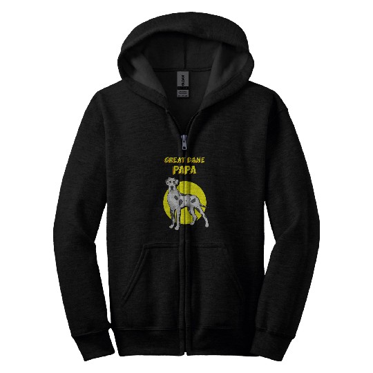 Great Dane Papa Harlequin Great Dane Dog Father Zip Hoodies