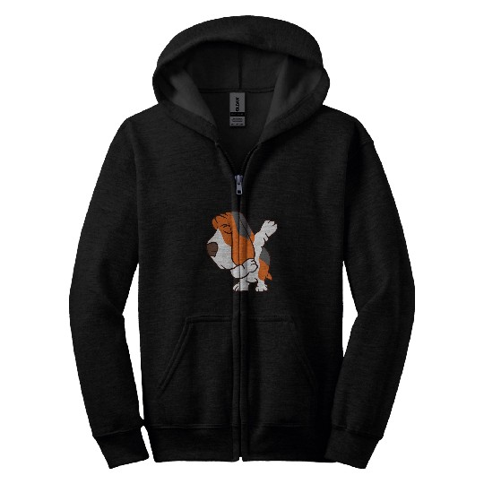 Cute Dabbings Basset Hound Zip Hoodies