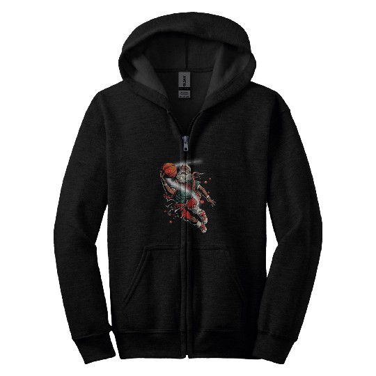 Happy Kwanzaa Merry Kwanzaa Santa Black Christmas Basketball 2 Zip Hoodies