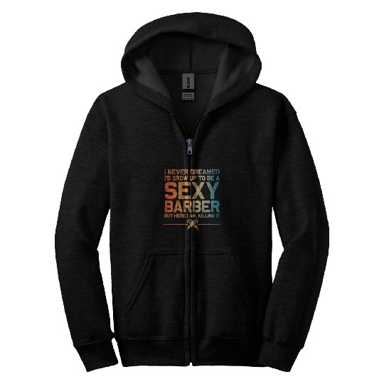 Funny Barber Men Dad Barbershop Hairdresser Hairstylist 4 Zip Hoodies