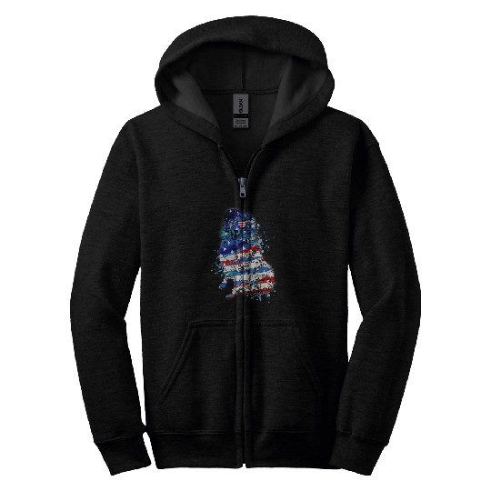 Cute Border Collie Dog Watercolor 4th Of July Zip Hoodies