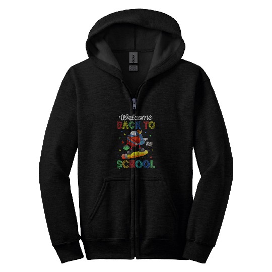 Basketball Welcome Back To School Pencil Teachers Students Zip Hoodies