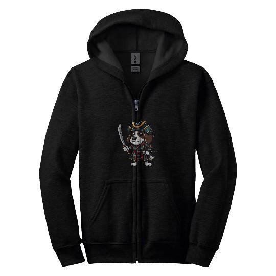 English Springer Spaniel Samurai Funny Dog Japan Zip Hoodies