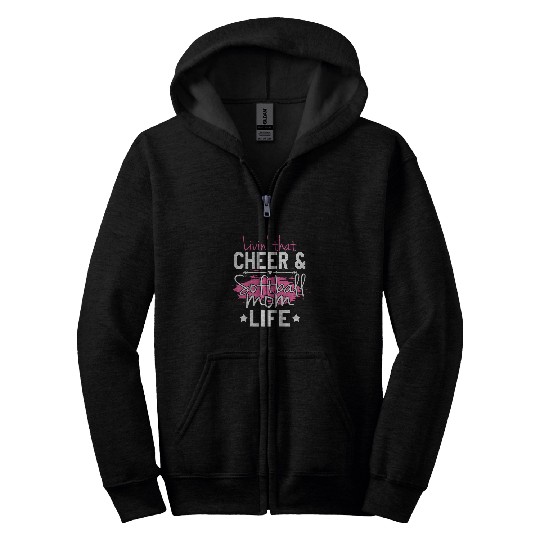 Funny Softball Cheer Lover Graphic Women Moms Cheerleader 3 Zip Hoodies