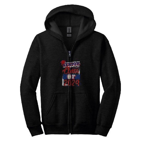 Class of 2024 Senior Baseball Player High School Graduation Zip Hoodies