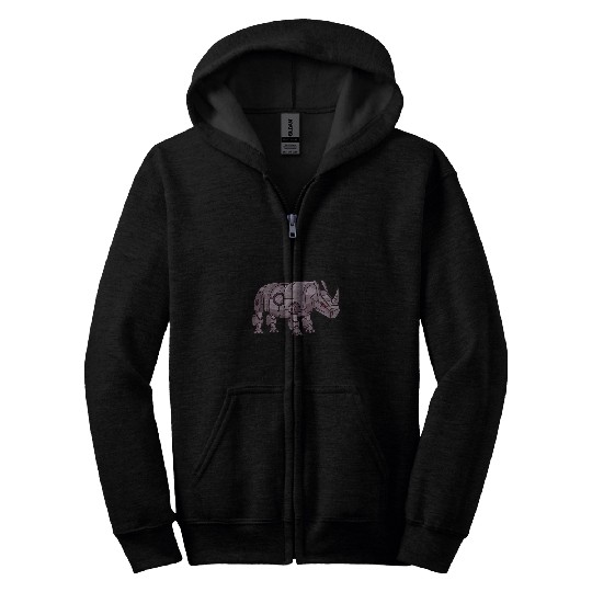 Lacrosse Gift Mechanical Rhinoceros Robot Funny robotic Rhinoceros Zip Hoodies