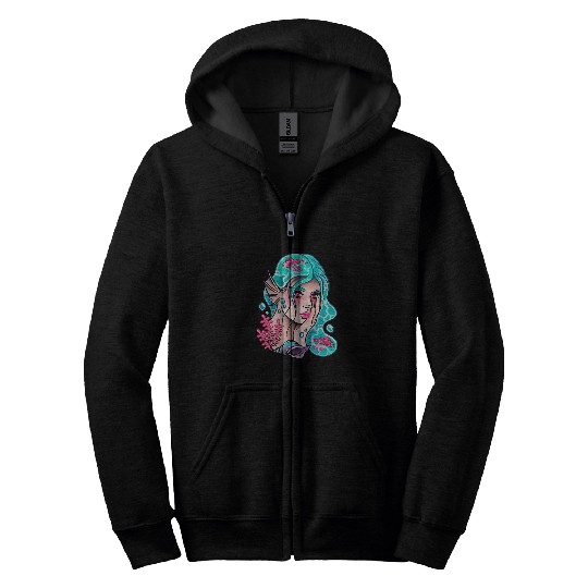 Gothic the four elements goddess Goth Art Water Zip Hoodies