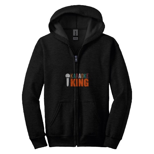 Karaoke King Singing Microphone Playback Singer Bar Party Music Zip Hoodies