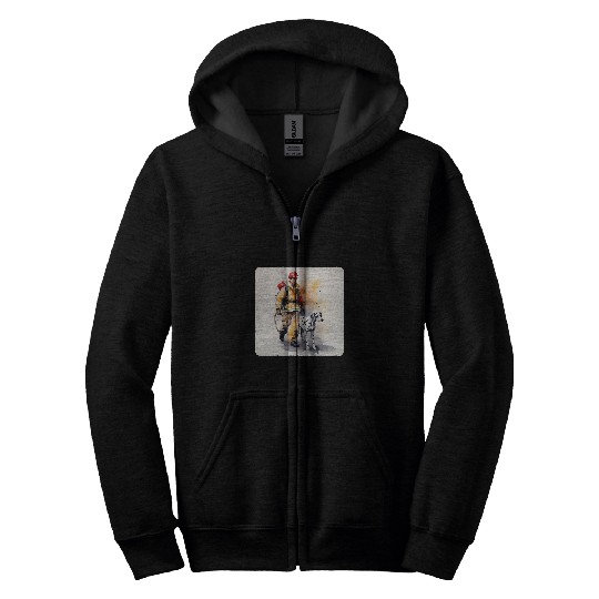 Firefighter With A Dalmatian Puppy  Fires Station Mascot Dog Zip Hoodies