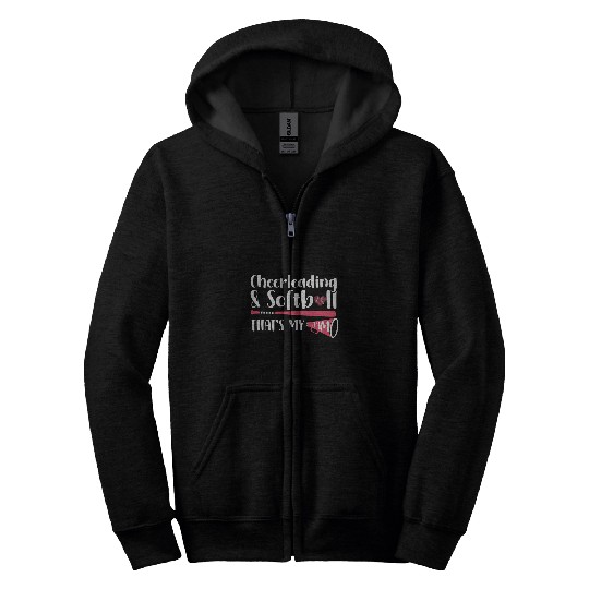 Funny Softball Cheer Lover Graphic Women Girls Cheerleader 28 Zip Hoodies
