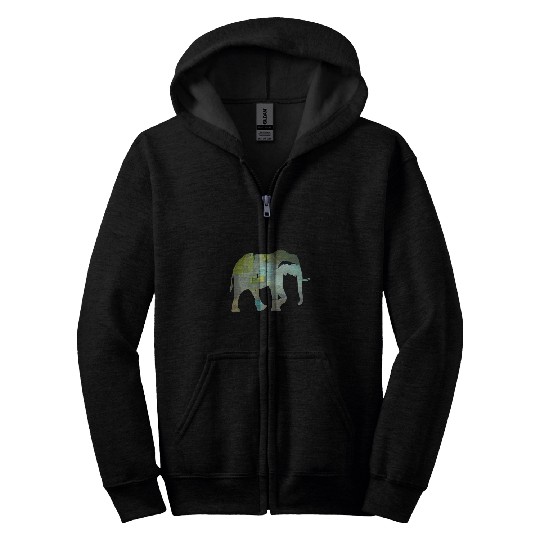ELEPHANT ART SILHOUETTE Zip Hoodies