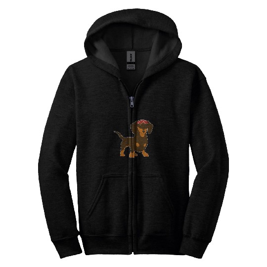 Dachshund Biker Bandana Motorcycle Zip Hoodies