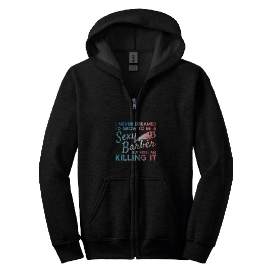 Funny Barber Men Dad Barbershop Hairdresser Hairstylist 1 Zip Hoodies