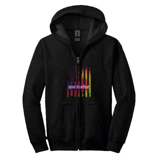 STEM Teacher US Flag Science Technology Engineering Math 21 Zip Hoodies