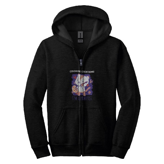 Colorful Creations Cute Pawrtist Artist Designs Present Zip Hoodies