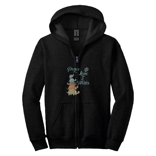 Peace Love and Turtles 2Whimsical Turtle and Dragonfly 21 Zip Hoodies