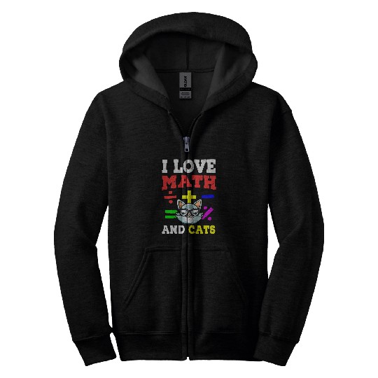 Math Nerd Math Teacher Cat Lover I Love Math And Cats 29 Zip Hoodies