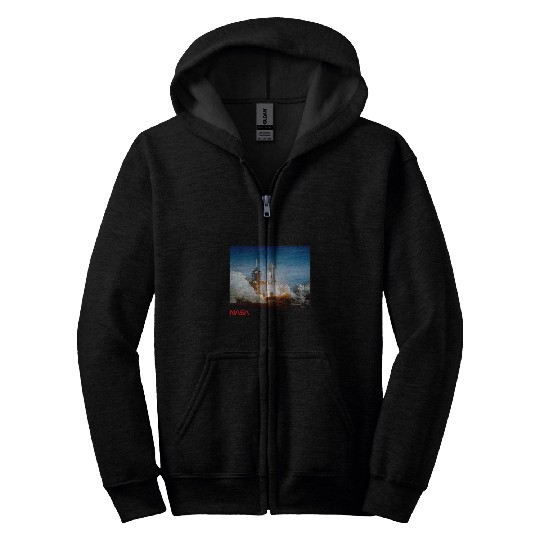 Lacrosse Gift NASA Space Shuttle Columbia Launch Worm Logo Zip Hoodies