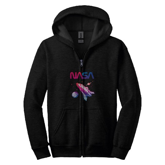 Lacrosse Gift NASA Space Shuttle Saturn Planet Worm Logo Zip Hoodies