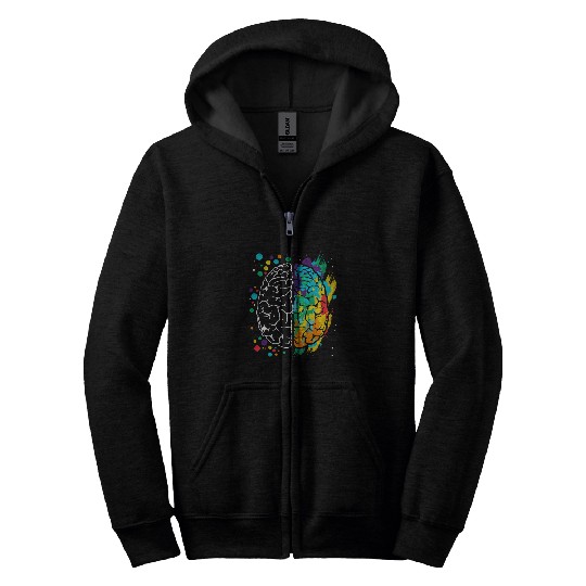 Colorful Brain Artwork Teacher Artist for Painter Student Zip Hoodies