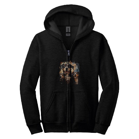 Foxhound Mom 4th Of July Family Puppies Americana Zip Hoodies
