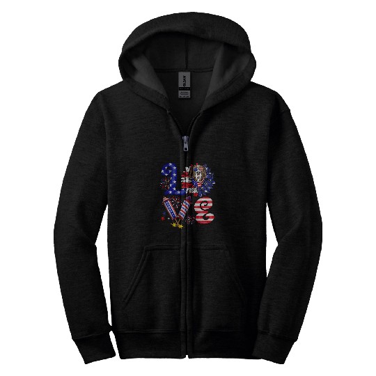 LOVE Sunflower St Bernard Sunglasses American Flag 4th July Zip Hoodies