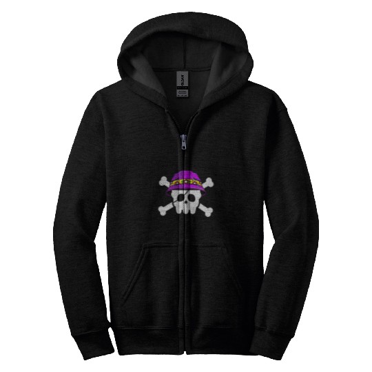 Skull Crossbones Freebooter Pirate With Bucket Hat 2 Zip Hoodies