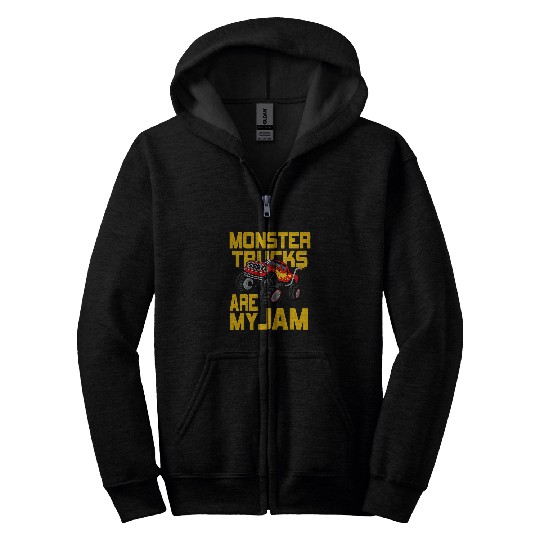 Monster Trucks Are My Jam vintages Retro 210 Zip Hoodies